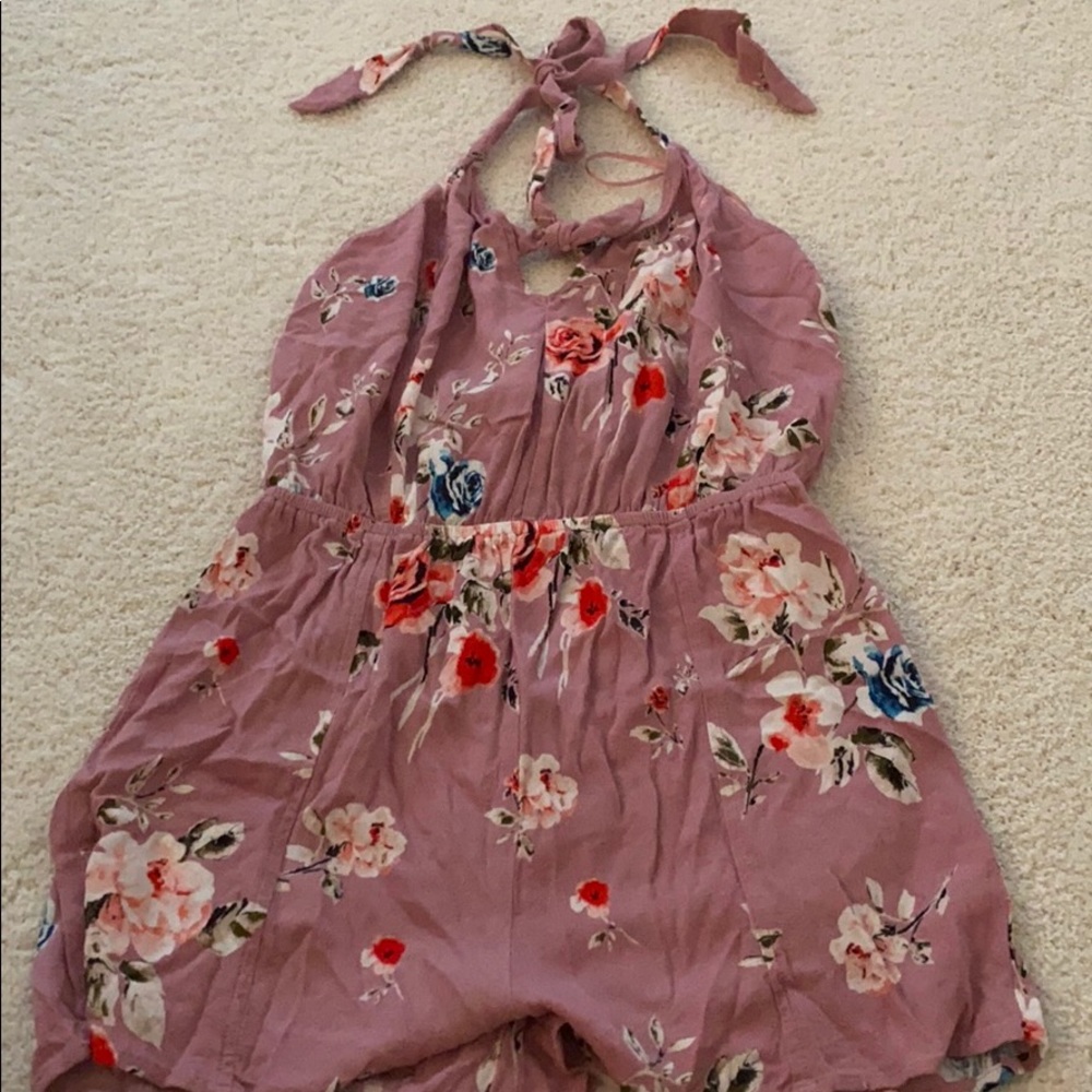 Short with tie neck romper